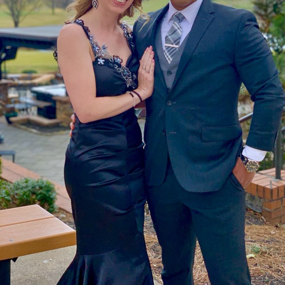 Black silk-like prom or evening gown